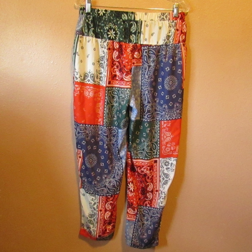 SHEIN Multicolor Patchwork Lightweight Silky feel Pants - Picture 4 of 4